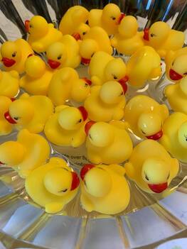 A bunch of rubber ducks